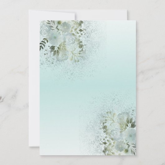 Puristisch-blauromantische Goldkalligrafie Einladung (Rückseite)