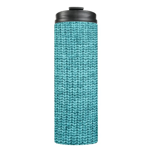 Puristische blaue Textur Thermosbecher (Vorderseite)