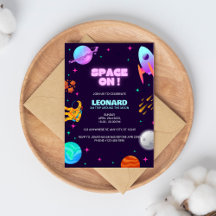 Purle Blue Space Einladung zum Geburtstag