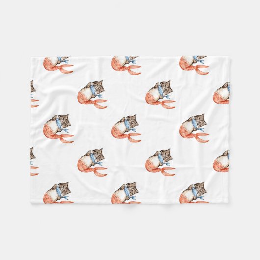Purmaid Cat Mermaid Fleecedecke (Vorderseite (Horizontal))