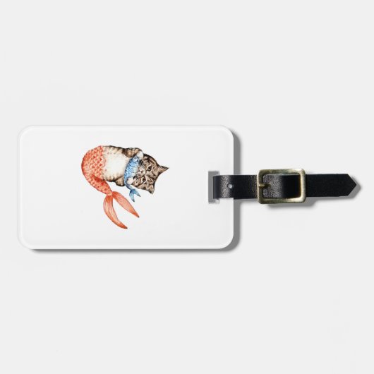 Purmaid Cat Mermaid Gepäckanhänger (Vorderseite horizontal)