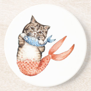 Purmaid Cat Mermaid Getränkeuntersetzer