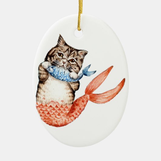 Purmaid Cat Mermaid Keramik Ornament (Vorne)