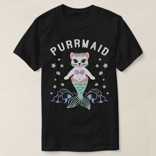 Purmaid Meerjungfrau Katze Sommer Beach Urlaub T-Shirt (Design vorne)