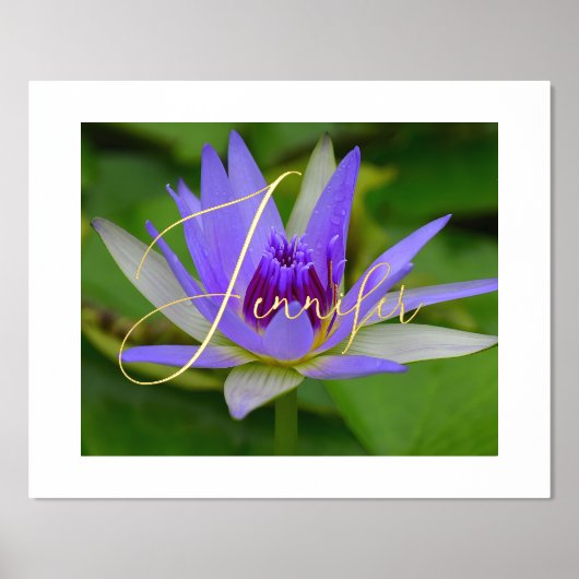 Purp Water Lily Personalisiert Foil Name Prints Foliendrucke (Vorderseite)