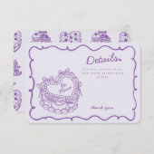 Purpl Bow Retro Herz Coquette Kuchen Details Beila Begleitkarte (Vorne/Hinten)