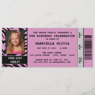 Purpl Zebra-Ereignis-Karten-Geburtstags-Party Einladung