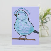 Purple 45th Birthday Cute Bird Dinner Party Einladung (Stehend Vorderseite)