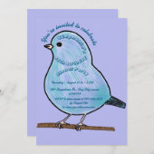 Purple 45th Birthday Cute Bird Dinner Party  Einladung (Vorne/Hinten)