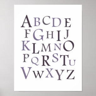 Purple ABC Nursery Typography Print Poster