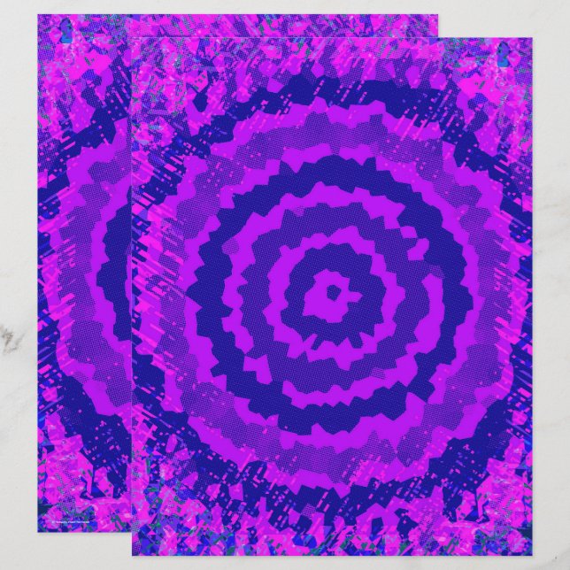 Purple Abstract Flower Scrapbook Paper 2-Sided Pag (Vorne/Hinten)