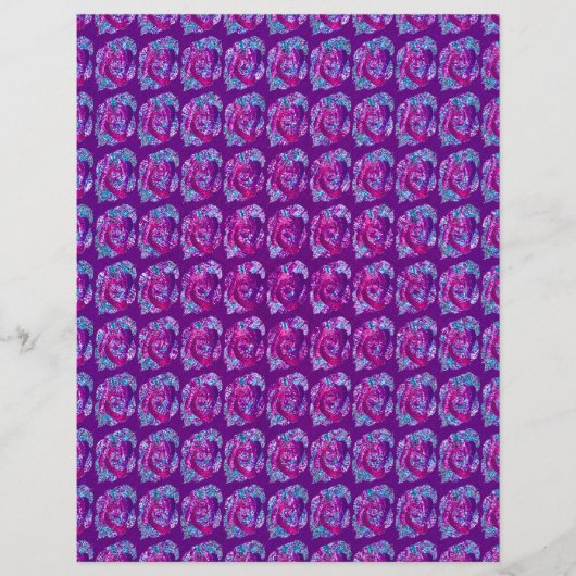 Purple Abstract Roses Bulk Scrapbook Paper Pages Flyer (Vorne)