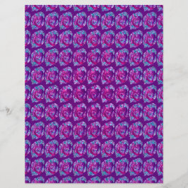 Purple Abstract Roses Scrapbook Paper 2-Sided Page