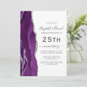 Purple Agate Silver 25th Anniversary Einladung (Stehend Vorderseite)