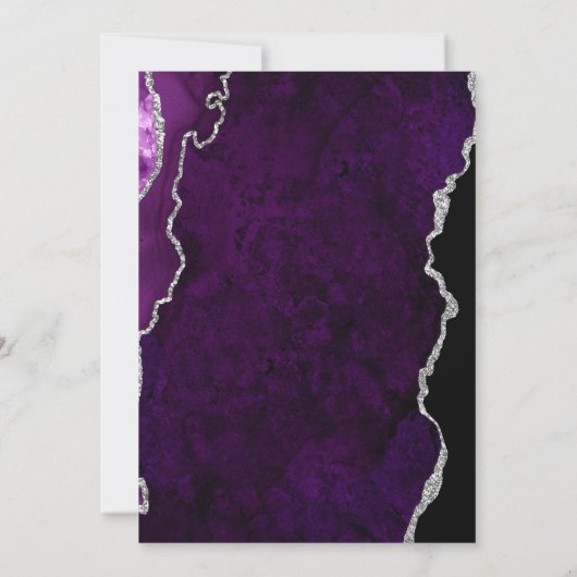 Purple Agate Silver Script Wedding Save the Date Einladung (Rückseite)