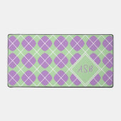 Purple Agyle Pastel Mint Modern Monogram Schreibtischunterlage (Vorderseite)