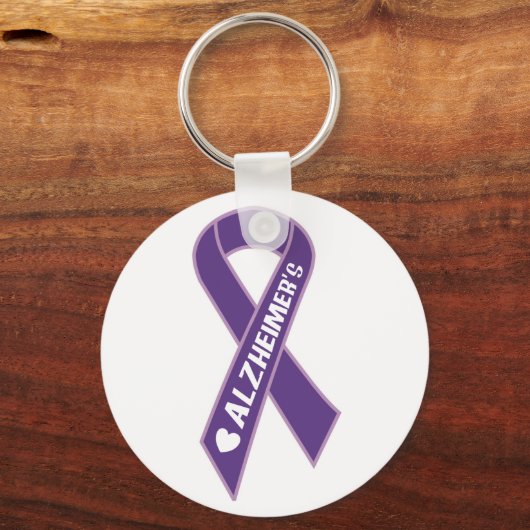 Purple Alzheimer's Ribbon Keychain Schlüsselanhänger (Vorderseite)
