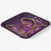 Purple Amethyst Crystal Gold 21st Birthday Pappteller (Gewinkelt)