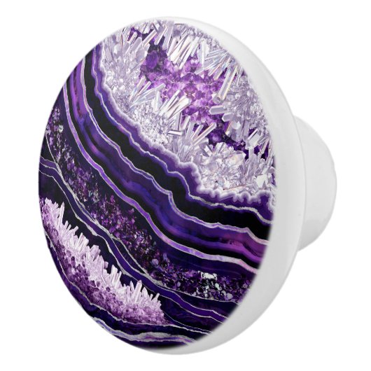 Purple Amethyst Geode and Silver Digital Art Keramikknauf (Rechts)