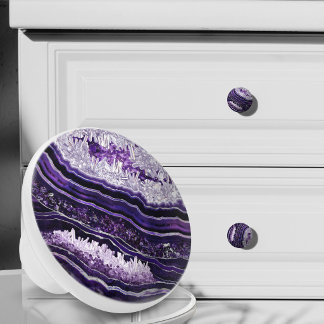 Purple Amethyst Geode and Silver Digital Art Keramikknauf