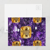 PURPLE AMETHYST & GOLDEN TOPAZ GEM CRYSTALS POSTKARTE (Vorne/Hinten)