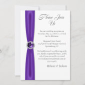 Purple Amethyst Satin Ribbon Jewel Reception Only Einladung (Vorderseite)