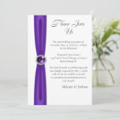 Purple Amethyst Satin Ribbon Jewel Reception Only Einladung (Stehend Vorderseite)