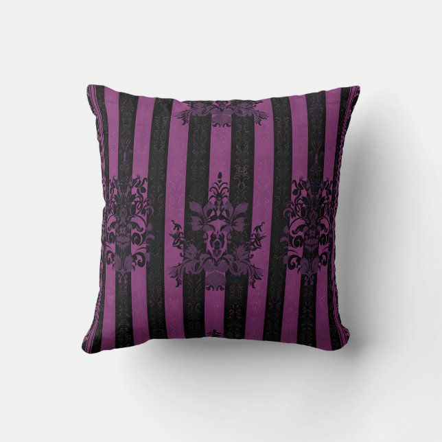  Purple and Black Damask Pattern Kissen (Rückseite)