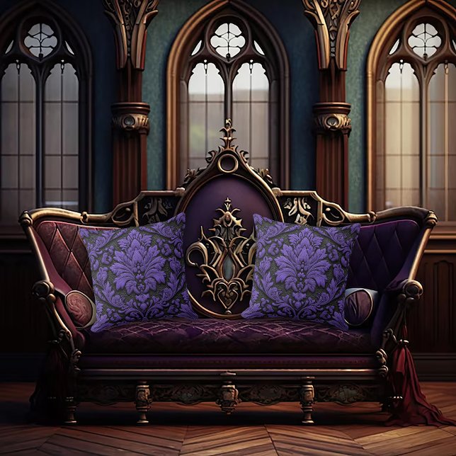 Purple and Black Damask Patterned  Kissen (Von Creator hochgeladen)