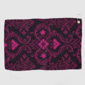 Purple and black gothic damask pattern golfhandtuch (Horizontal)