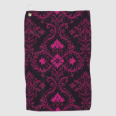 Purple and black gothic damask pattern golfhandtuch (Vorderseite)