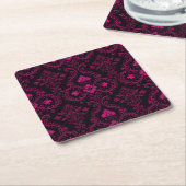 Purple and black gothic damask pattern rechteckiger pappuntersetzer (angewinkelt)