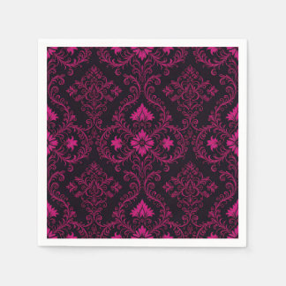 Purple and black gothic damask pattern serviette