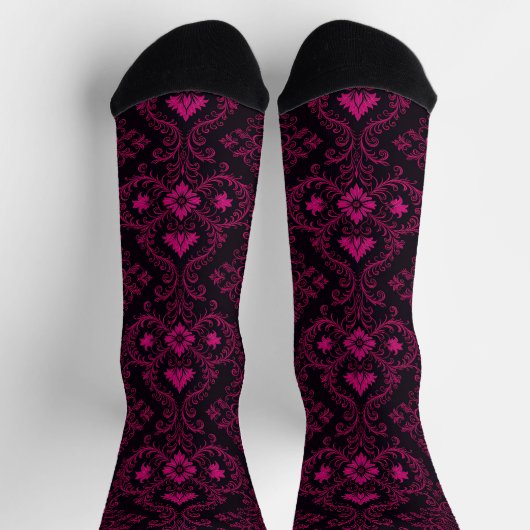 Purple and black gothic damask pattern socken (Oben)