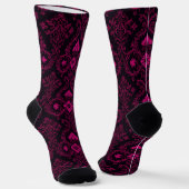 Purple and black gothic damask pattern socken (Gewinkelt)