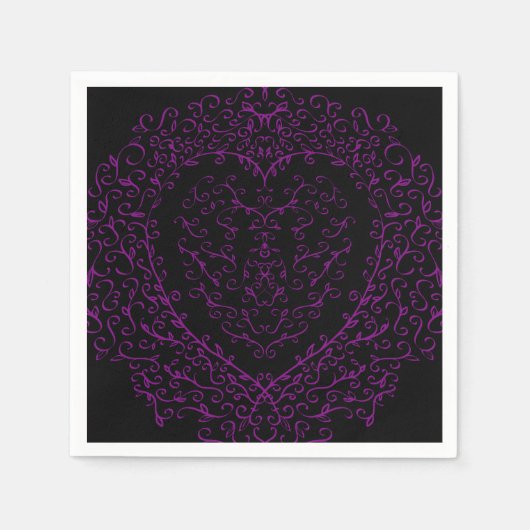 Purple and Black Heart Gothic Wedding Napkins Serviette (Vorderseite)
