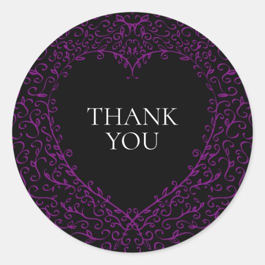 Purple and Black Heart Gothic Wedding Stickers (Vorderseite)