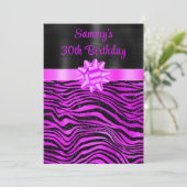 Purple and Black Zebra Stripes Birthday Party Einladung (Stehend Vorderseite)