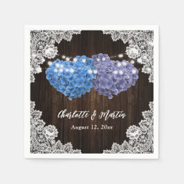 Purple and Blue Floral Hearts Wood Lace Wedding Serviette