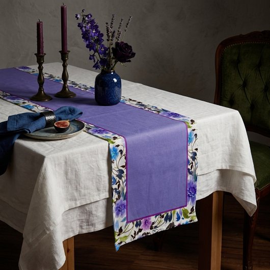 Purple and blue floral medium table runner kurzer tischläufer