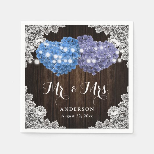 Purple and Blue Floral Mr. and Mrs. Wedding Serviette (Vorderseite)
