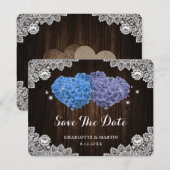 Purple and Blue Floral Wedding Save The Date Card (Vorne/Hinten)
