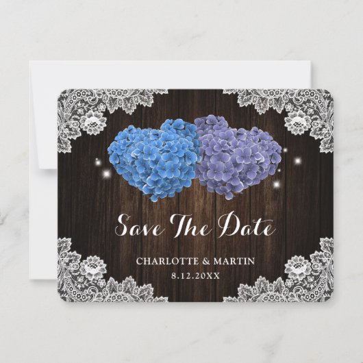 Purple and Blue Floral Wedding Save The Date Card (Vorderseite)