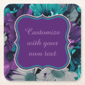 Purple and Blue Flower Smash Custom Text Rechteckiger Pappuntersetzer (Vorderseite)