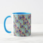 Purple and Blue Flowers Squares Zigzags Tasse (Links)