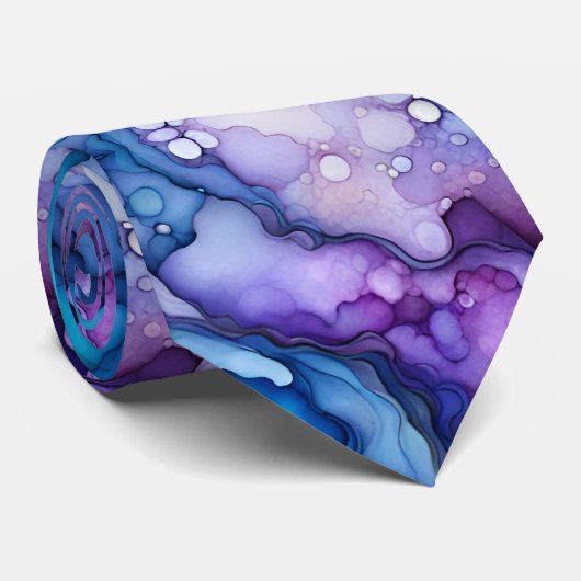 Purple and Blue Fluid Ink Abstract Dreamy Bold Krawatte (Gerollt)