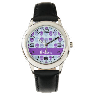 Purple and blue melting skulls pattern armbanduhr