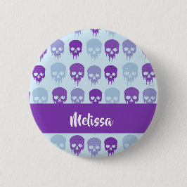 Purple and blue melting skulls pattern button