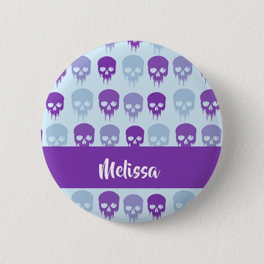 Purple and blue melting skulls pattern button (Vorderseite)