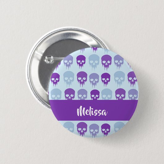 Purple and blue melting skulls pattern button (Vorne & Hinten)
